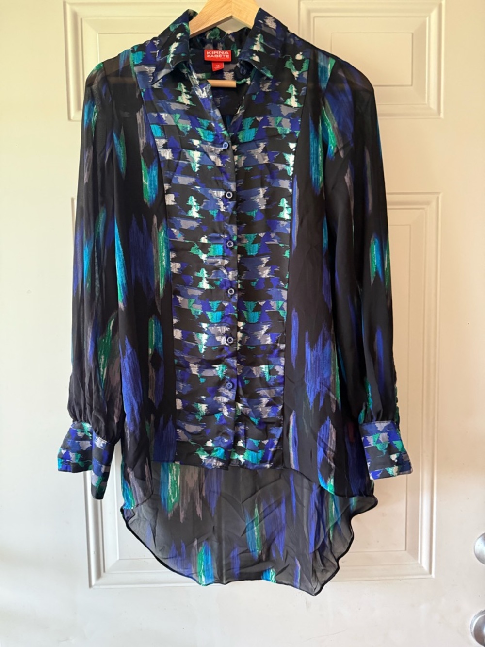 Kirna Zabete x Target Chiffon Button-Up Tunic Blouse Abstract